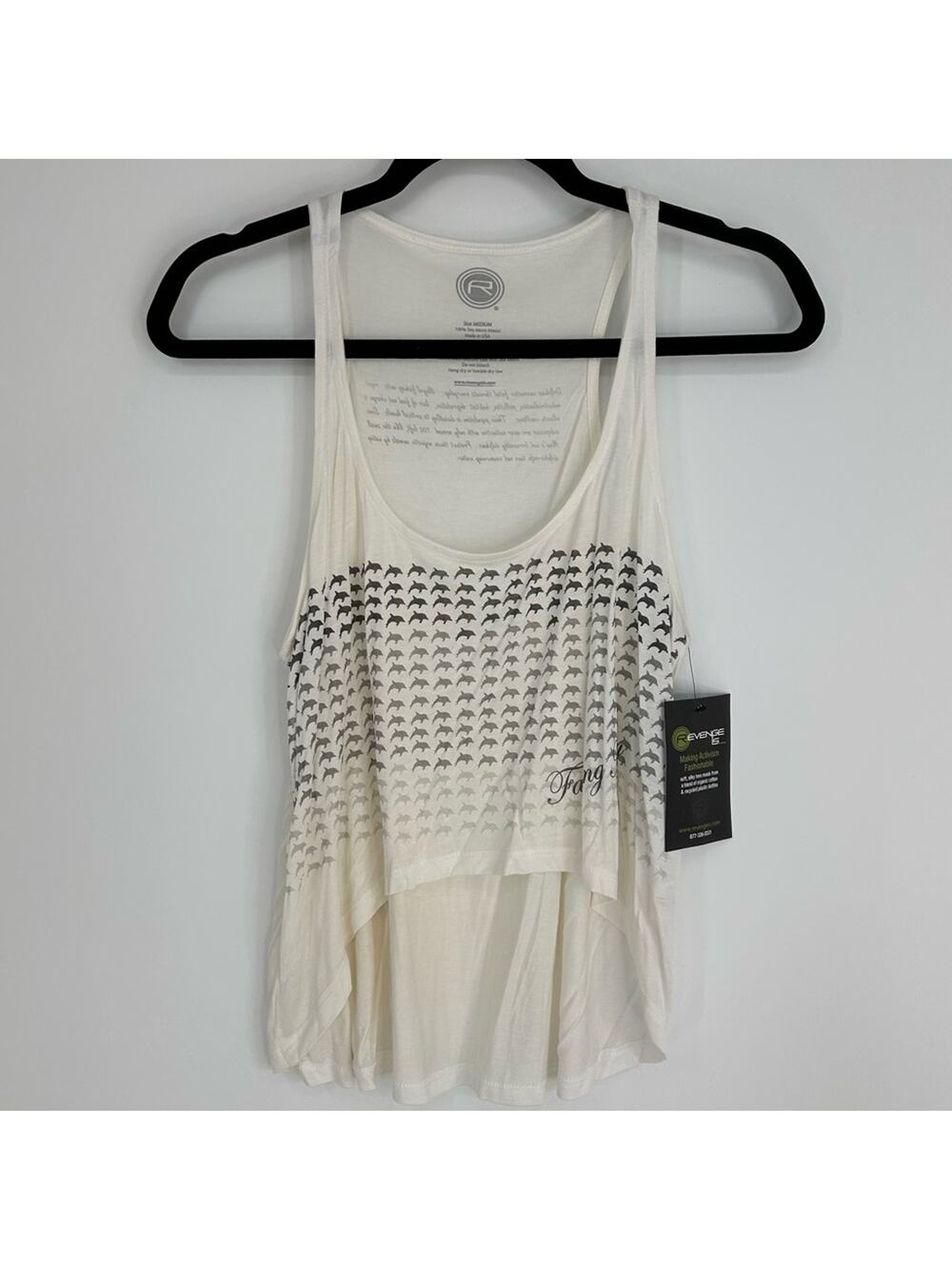 Revenge Dolphins White Tank Top Fading Away Size Medium